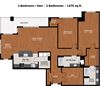 2 Bedroom plus Den 2 Bath - zoom floorplan